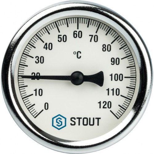 Stout Термометр биметаллический с погружной гильзой. Корпус Dn 63 мм, гильза 75 мм 1/2"